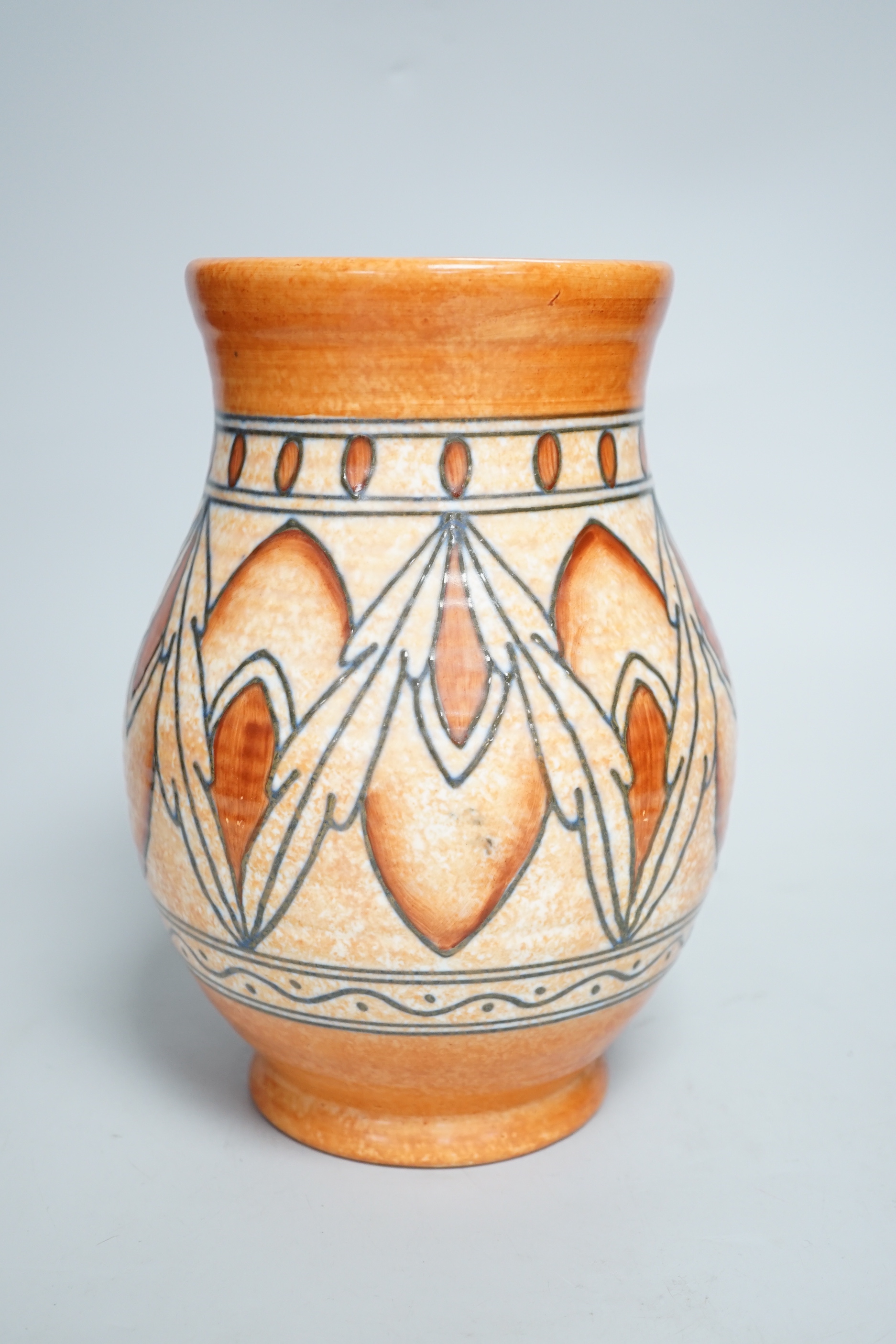A Charlotte Rhead for Crown Ducal ceramic jug, with stylised design, signed and numbered to the base, 21cm high